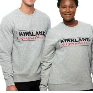 Kirkland Signature Light Heather Grey Sweatshirt with Black and Red Logo